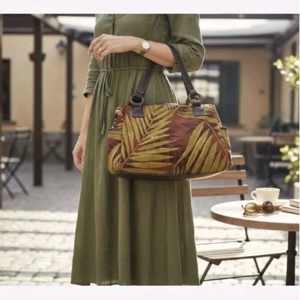 Relic Tropical‎ Floral Canvas Hobo Shoulder Bag Faux Leather canvas Handle Purse